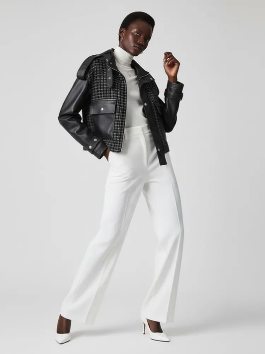 Black Vegan Leather and Tweed Biker Jacket BLACK NINE: New Colección COUTURE in NOLITA - BYMANYC ® New York by BYMANYC ® New York