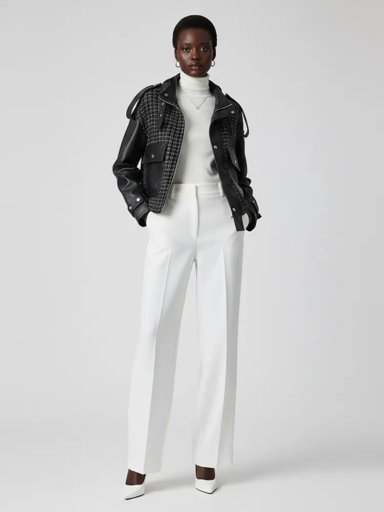 Black Vegan Leather and Tweed Biker Jacket BLACK NINE: New Colección COUTURE in NOLITA - BYMANYC ® New York by BYMANYC ® New York
