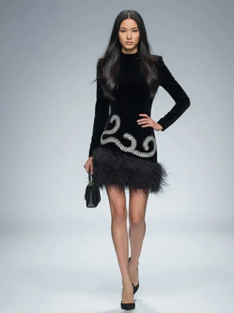 Black Velvet Mini Dress UPPER EAST SIDE: Prêt-à-Porter Line BYMANYC ® New York by BYMANYC ® New York