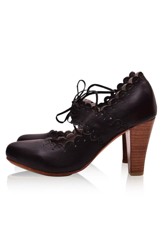 Paradise Bird Scalloped Leather Heels by ELF