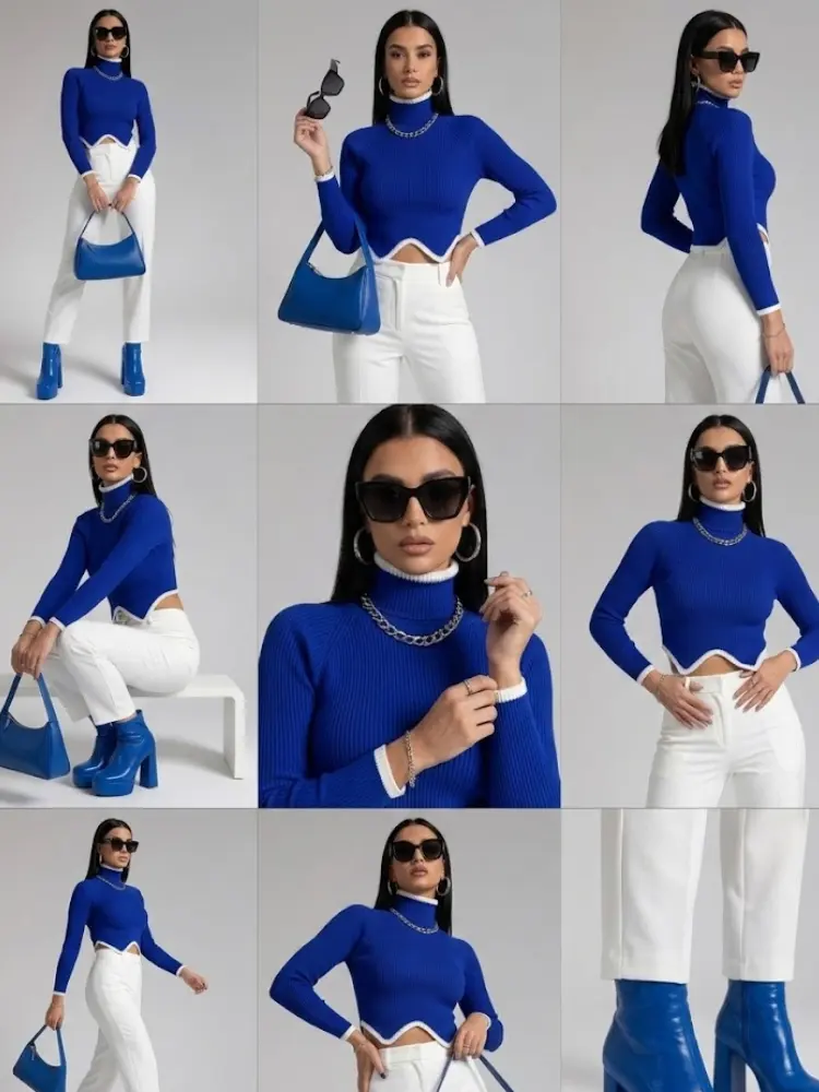 Blue Ribbed Knit Sweater LENOX: New Colección COUTURE in NOLITA - BYMANYC ® New York by BYMANYC ® New York