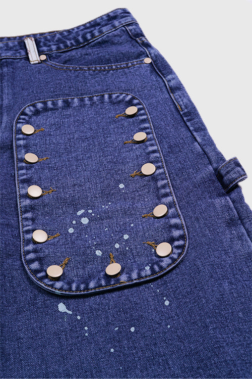 Tapestry Pattern Flared Denim Jeans-4