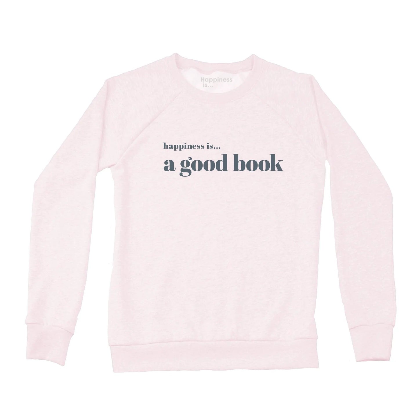 Women's Good Book Crew Sweatshirt, Ballet Pink with Grey by Books and Reading