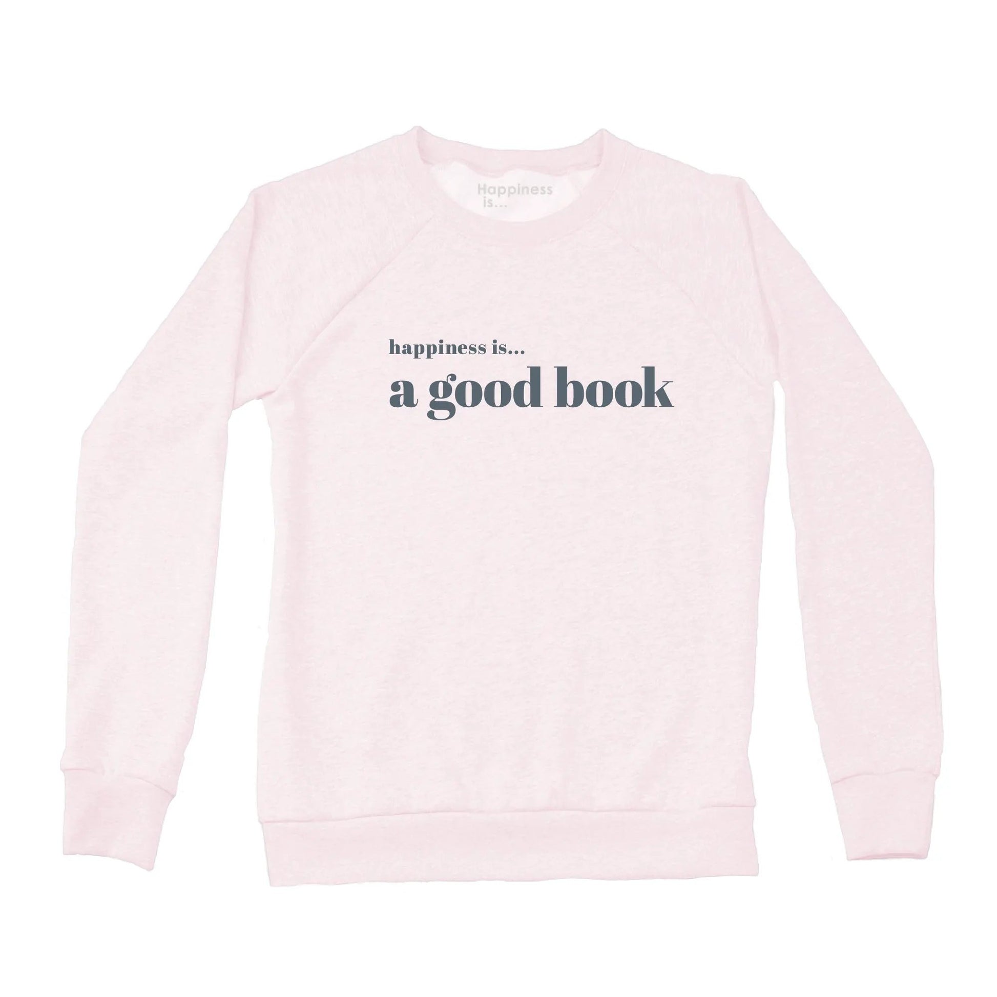 Women's Good Book Crew Sweatshirt, Ballet Pink with Grey by Books and Reading