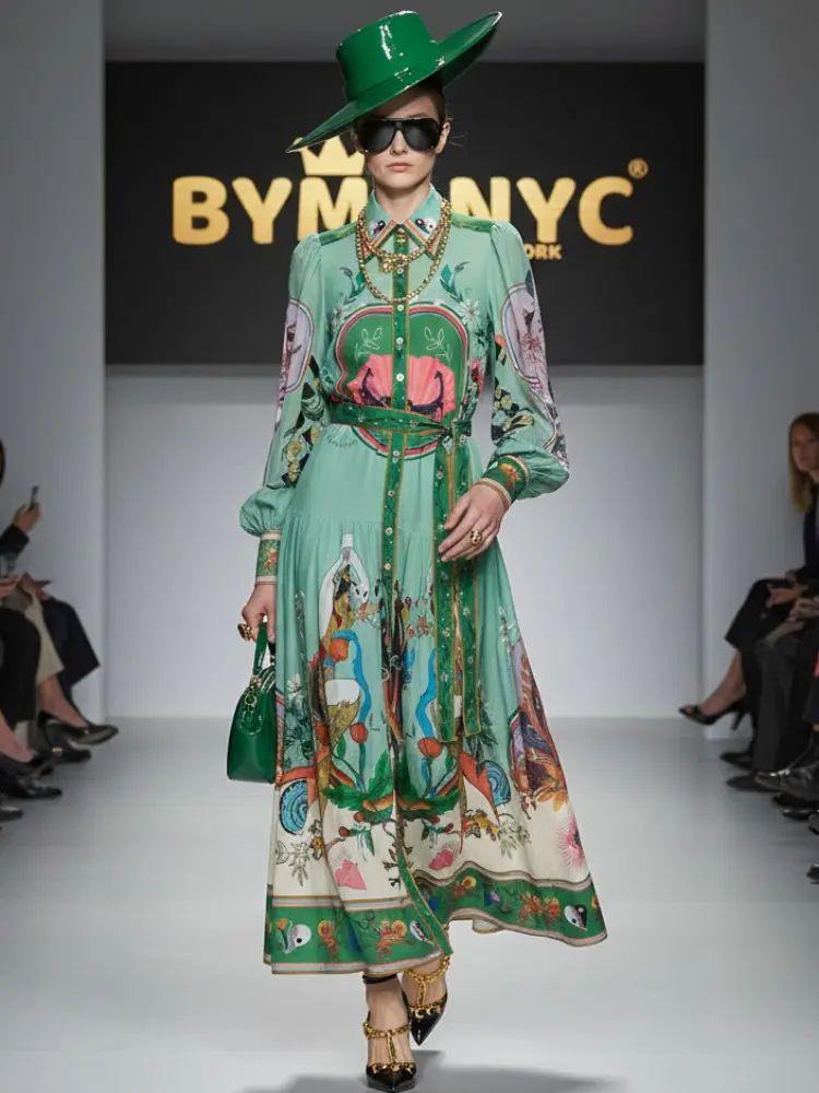 Botanical Print Mini Dress with Puffy Sleeves & Raffia Belt • BYMANYC ® New York by BYMANYC ® New York