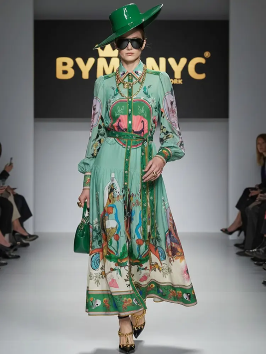 Botanical Print Mini Dress with Puffy Sleeves & Raffia Belt • BYMANYC ® New York by BYMANYC ® New York