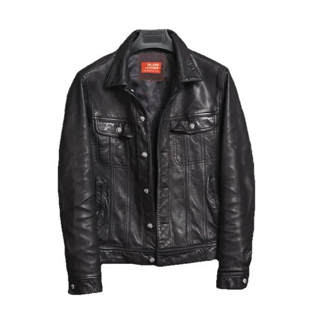 Brix Men's Leather Jacket Sheepskin Coat by Inland Leather Co.