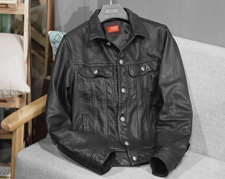 Brix Men's Leather Jacket Sheepskin Coat by Inland Leather Co.