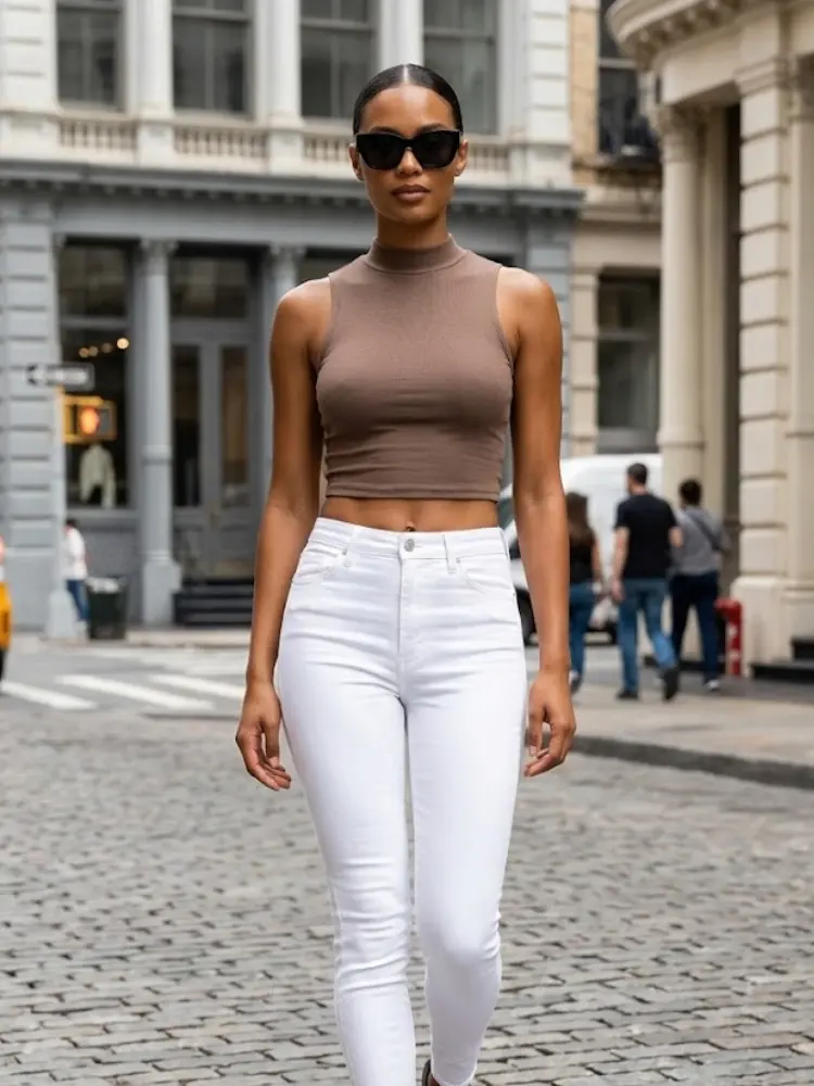 Brown MURRAY Mock Neck Tank Top Prêt-à-Porter BYMANYC ® New York by BYMANYC ® New York