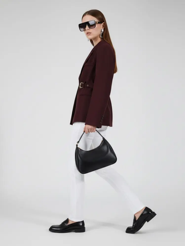 Burgundy Tailored Jacket with Buckle - RED HOOK: New Collection COUTURE in BROOKLYN - BYMANYC ® New York by BYMANYC ® New York
