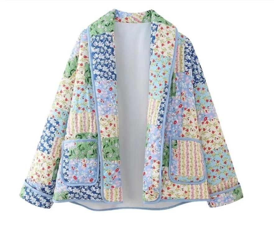 Women's Quilted Jacket Patchwork Pastel Floral BYMANYC ® New York CONTEMPORARY FRESH BOHO OUTERWEAR - New Collection by BYMANYC ® New York