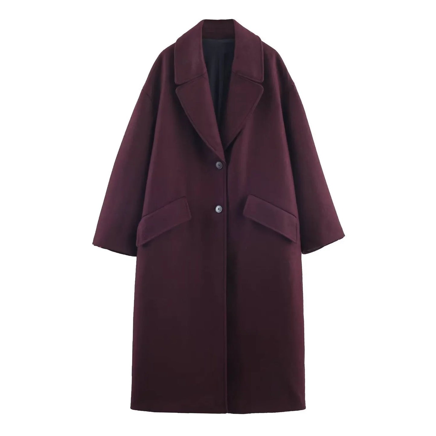 Women's Burgundy Oversized Long Wool-Blend Coat BYMANYC ® New York CONTEMPORARY VIBRANT MODERN FASHION - New Collection by BYMANYC ® New York