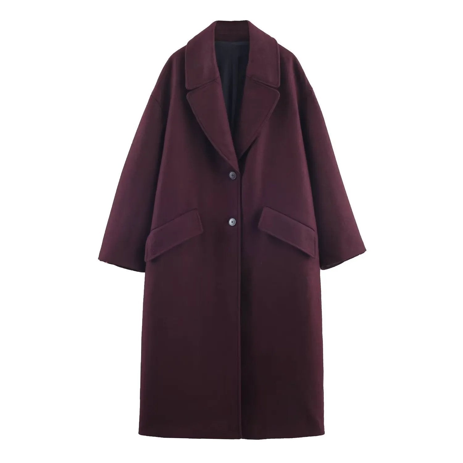 Women's Burgundy Oversized Long Wool-Blend Coat BYMANYC ® New York CONTEMPORARY VIBRANT MODERN FASHION - New Collection by BYMANYC ® New York