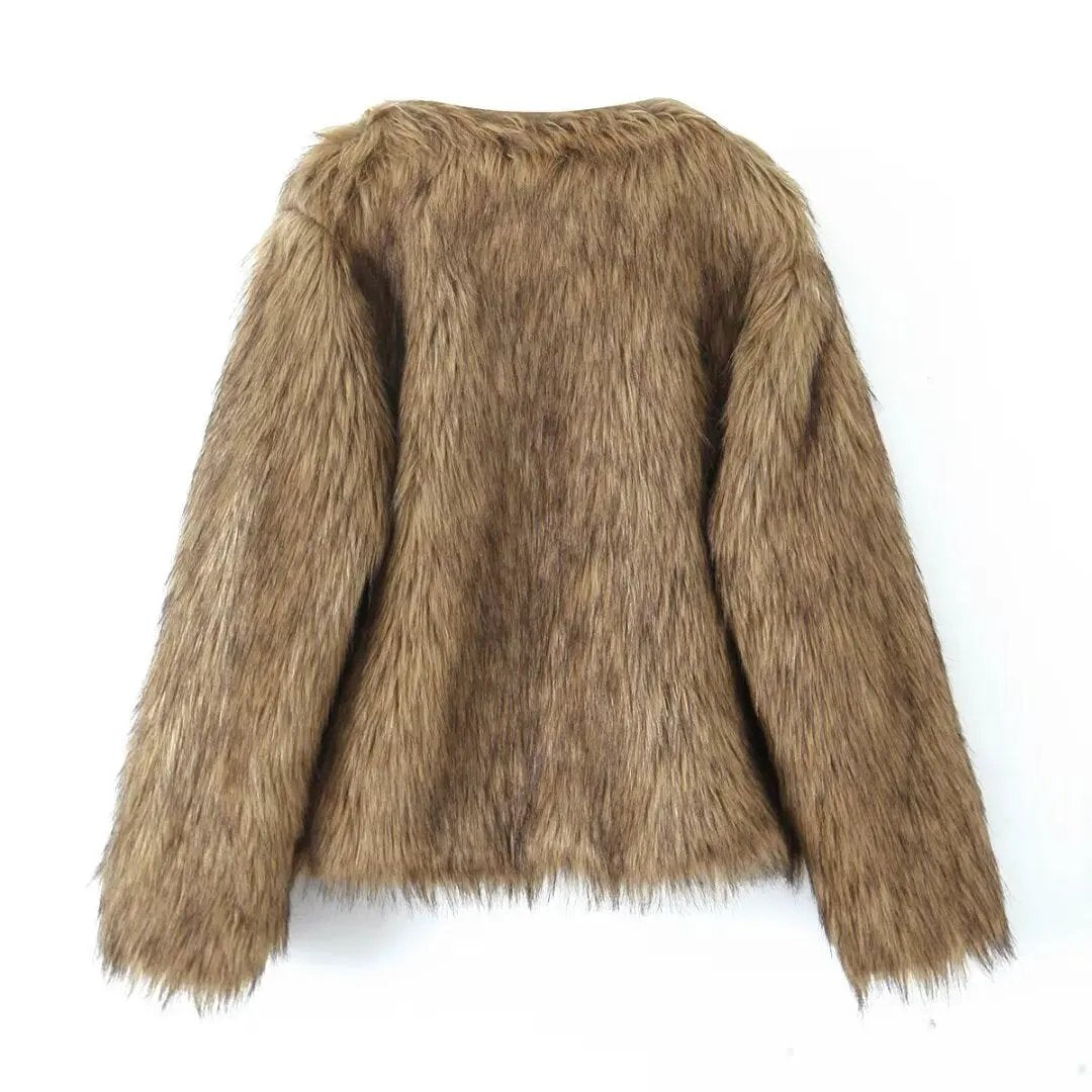 Women's Collarless Shaggy Faux Fur Jacket BYMANYC ® New York CONTEMPORARY VIBRANT MODERN FASHION - New Collection by BYMANYC ® New York