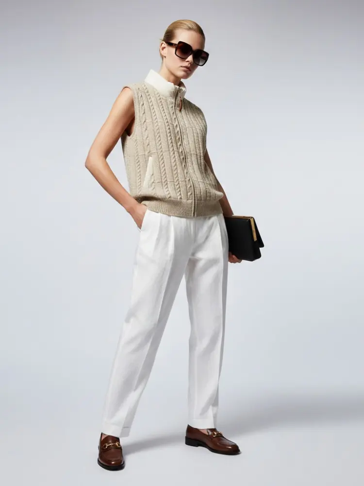 Cable-Knit Vest with Nylon Stand-Up Collar • BYMANYC ® New York by BYMANYC ® New York