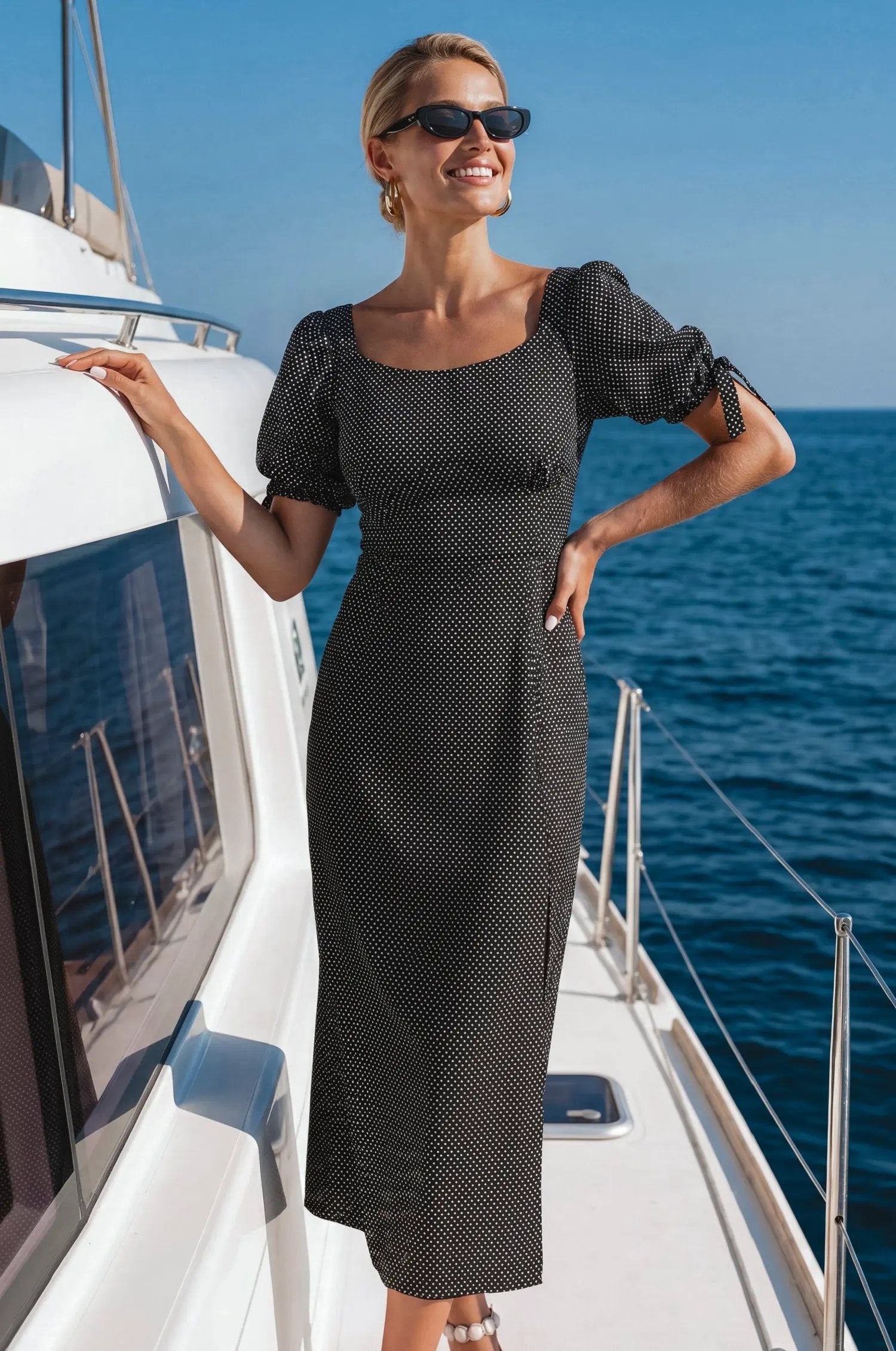 Cala Luna Puff Sleeve Midi Dress by ELF