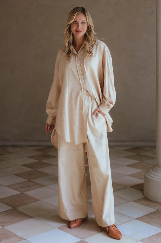 Calin Wide Leg Linen Pants (Sale) by ELF