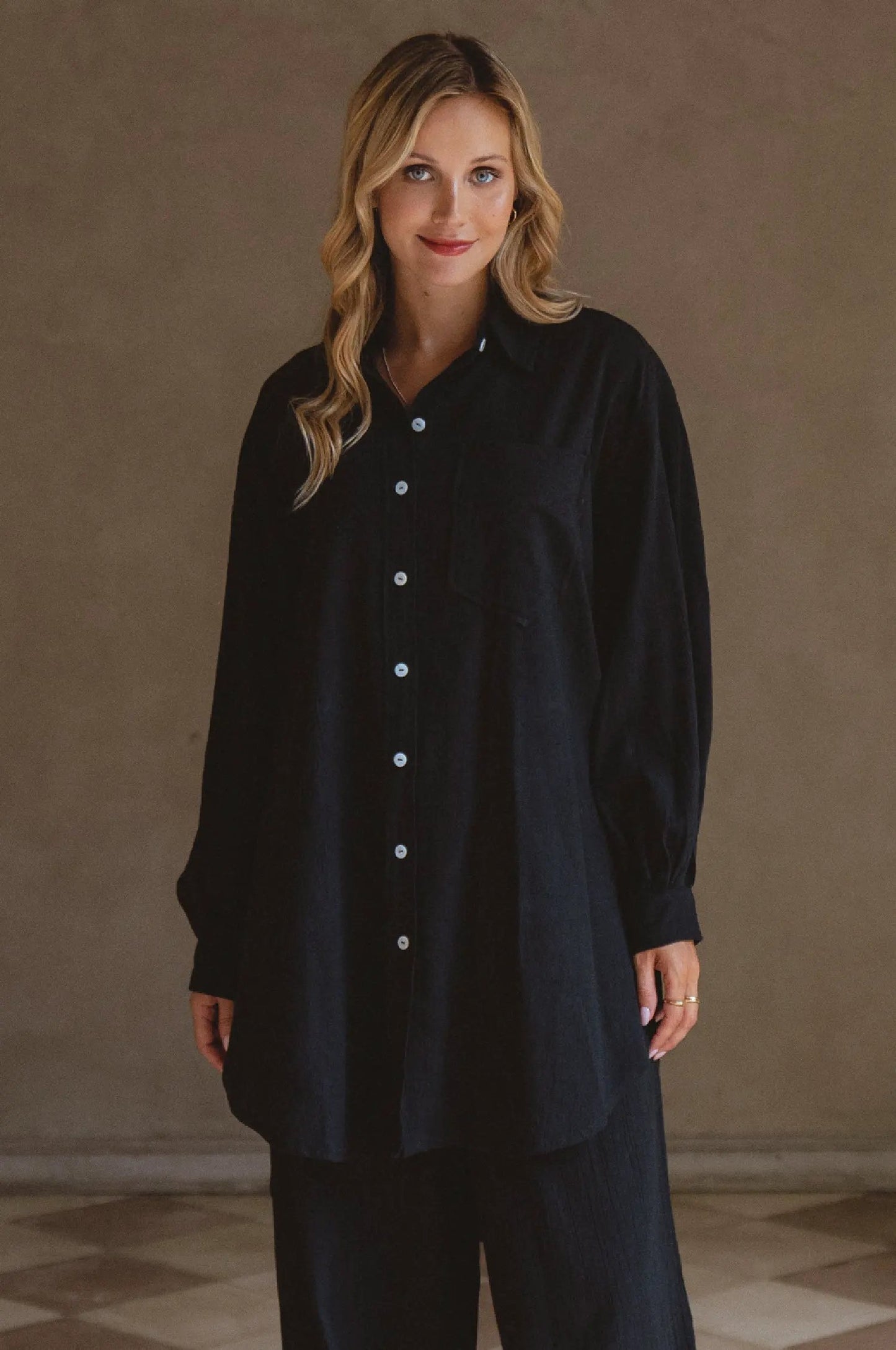 Calin Long Sleeve Oversized Shirt (Sale) by ELF