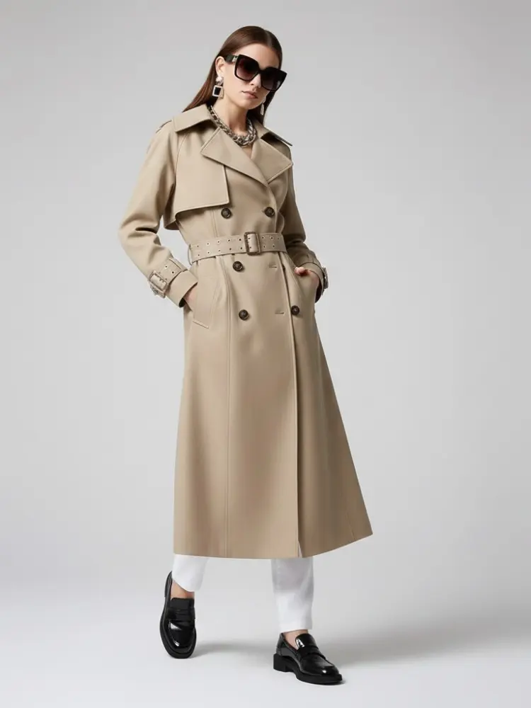 Camel Classic Long Trench Coat - MANHATTAN BEACH: New Collection COUTURE in BROOKLYN - BYMANYC ® New York by BYMANYC ® New York