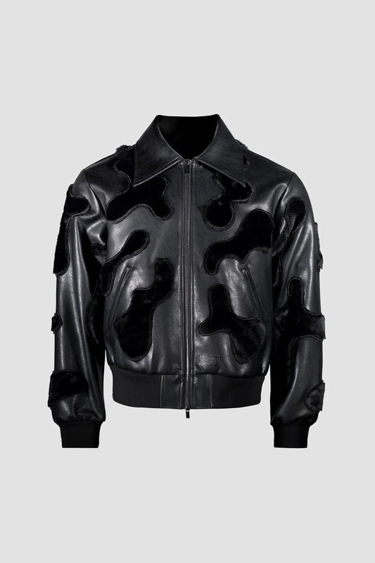 Camouflage Vegan Leather Bomber Jacket by Hideout