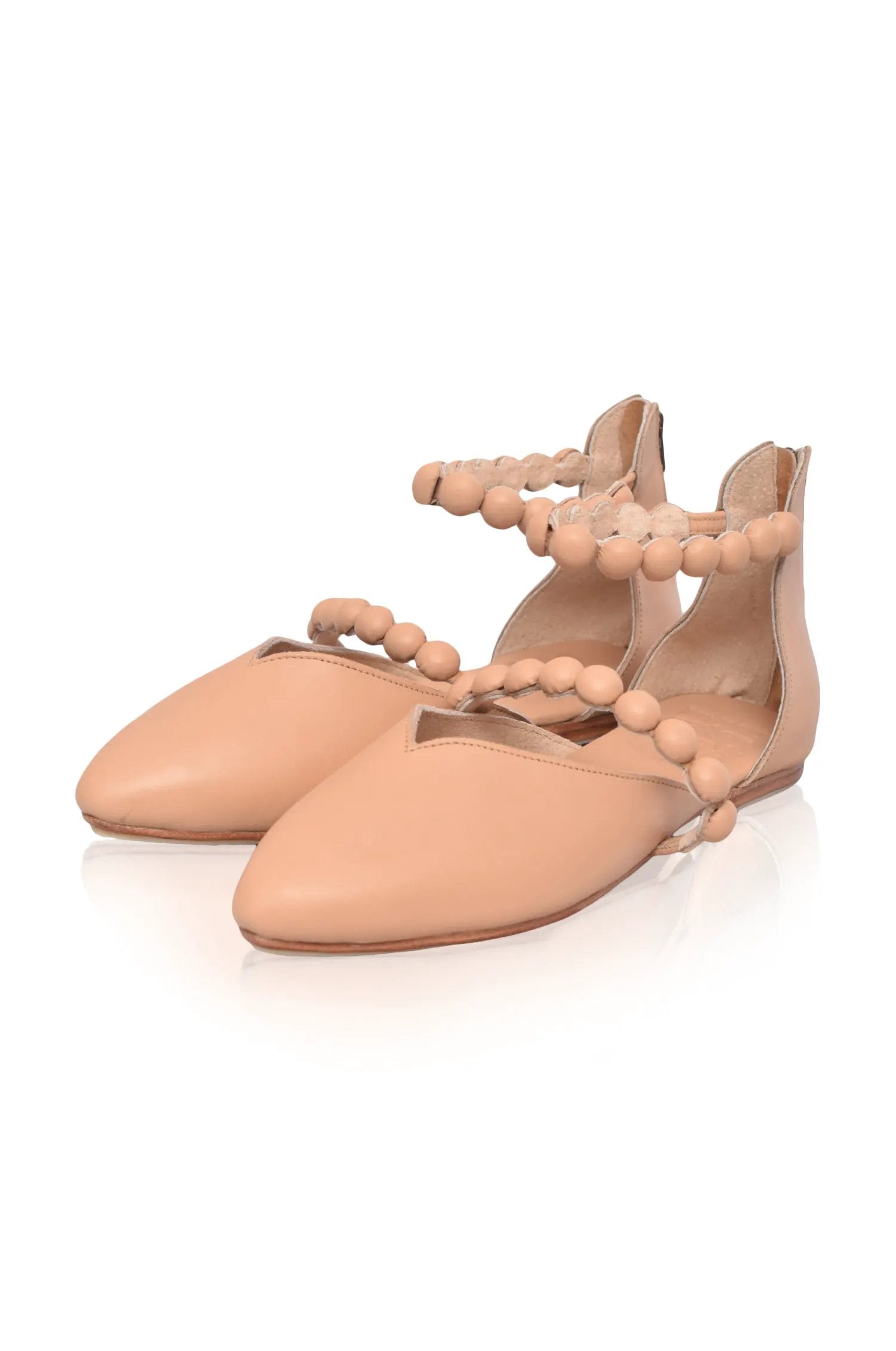 Carmella Ankle Strap Leather Ballet Flats by ELF