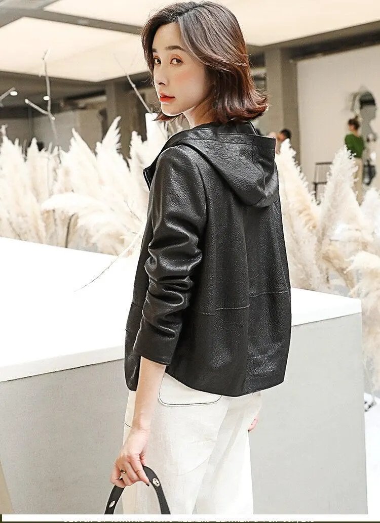 Casual Genuine Womens Leather Coat by Inland Leather Co.