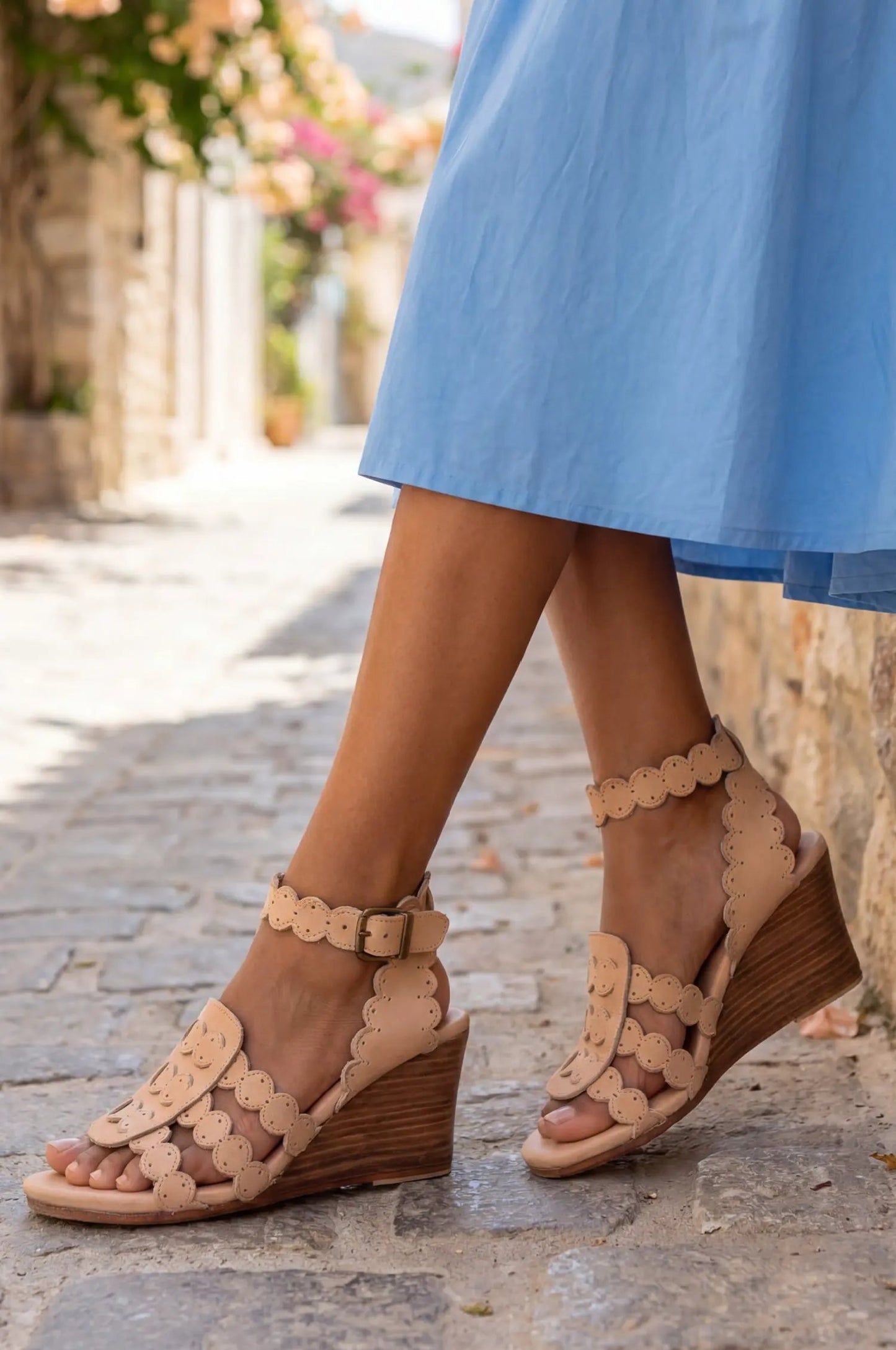 Charm Leather Wedge Sandals by ELF