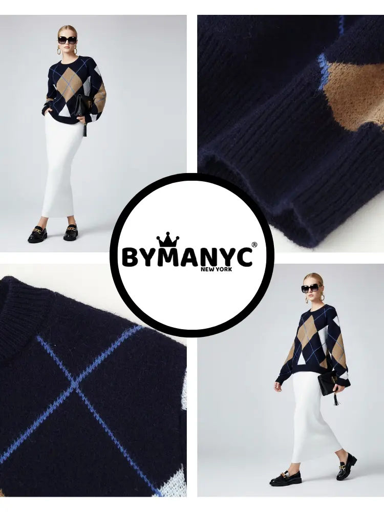 Classic Argyle Diamond Knit Sweater • BYMANYC ® New York by BYMANYC ® New York