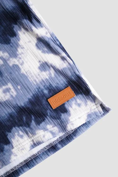 Cloud Pattern Short-Sleeve Knit Polo Shirt by Hideout