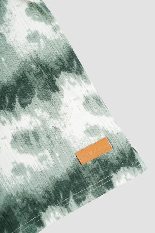 Cloud Pattern Short-Sleeve Knit Polo Shirt by Hideout