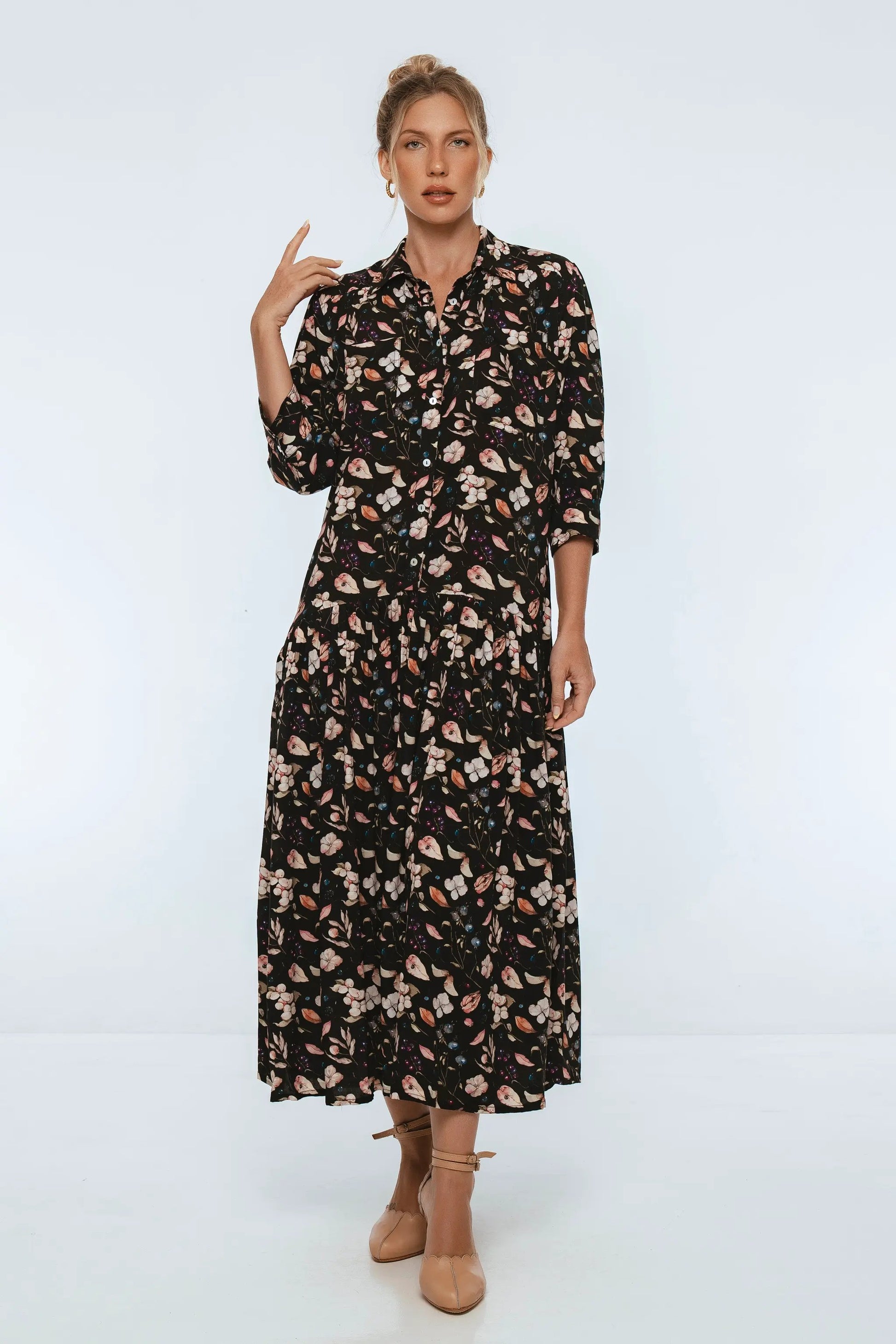 Colette Long Sleeve Shirt Dress by ELF