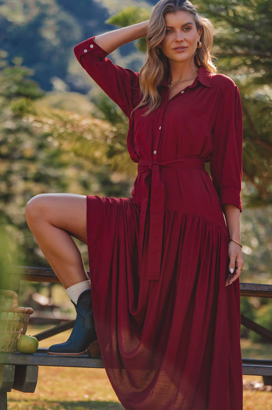 Colette Long Sleeve Shirt Dress by ELF