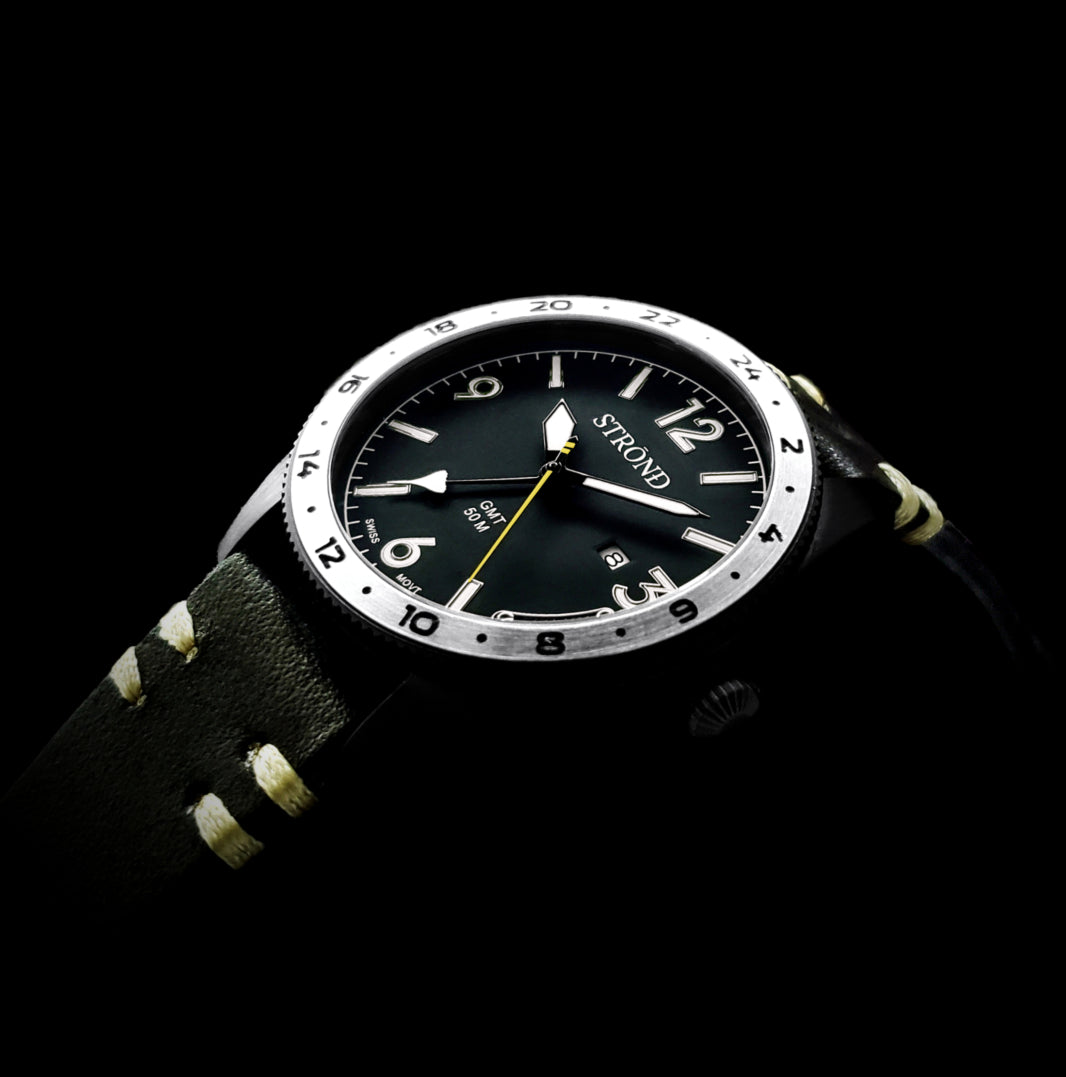 STROND SSC‑101 24h GMT Concorde Watch All Black with Steel Bezel