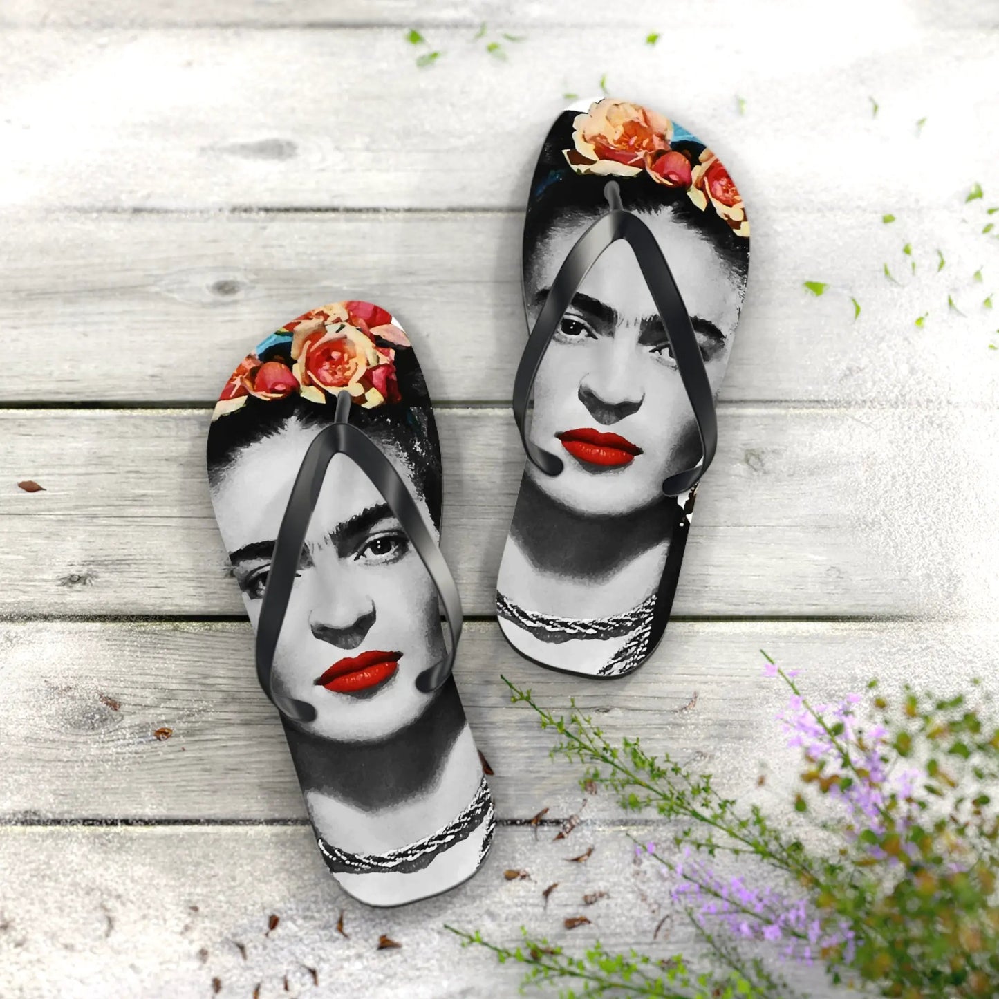 Frida Kahlo With Flowers Poster Artwork Flip-Flops by Art-O-Rama Shop