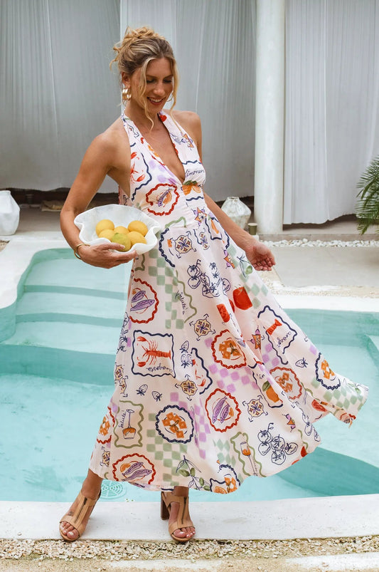 Costa Brava Halterneck Maxi Dress by ELF