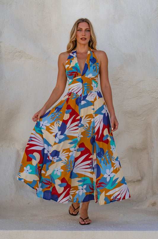 Costa Brava Halterneck Maxi Dress by ELF