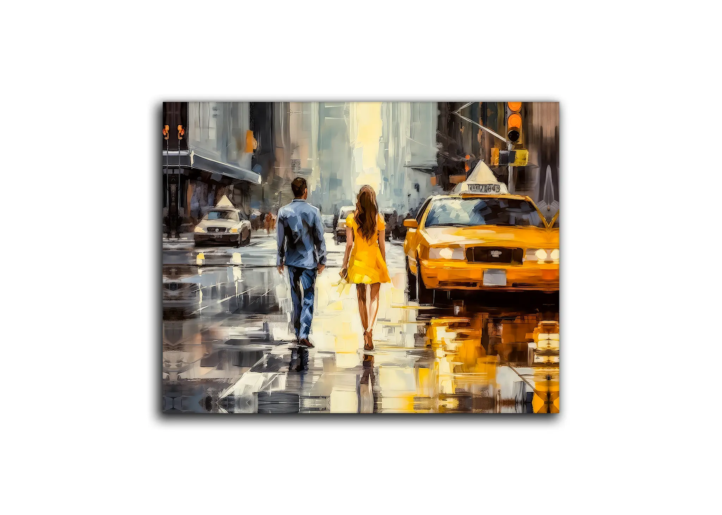 Couple in NY-Vintage Downtown New York-Canvas Print-Wall Art by Gtaart.ca