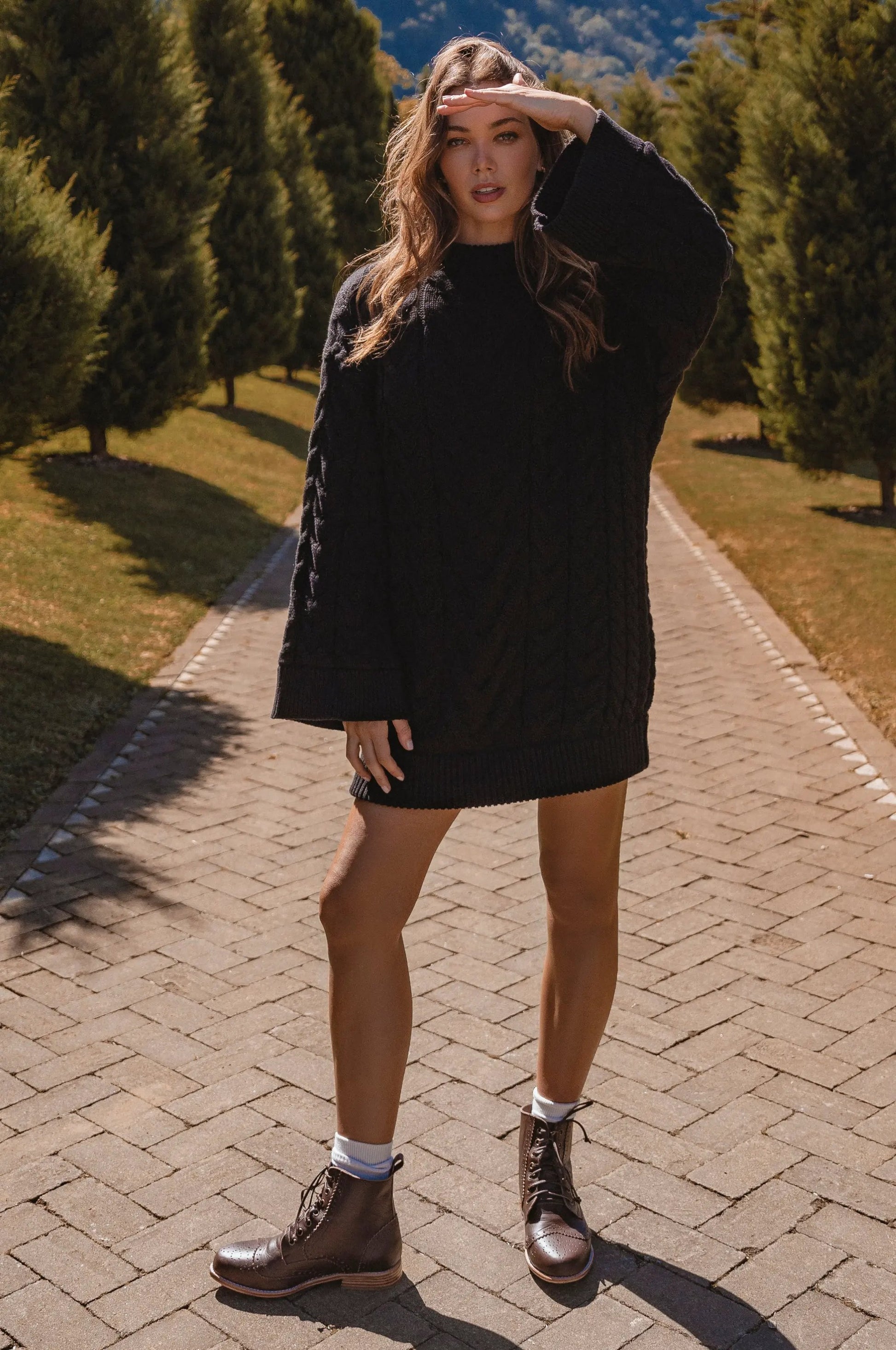 Cozy Cable-Knit Sweater Dress by ELF