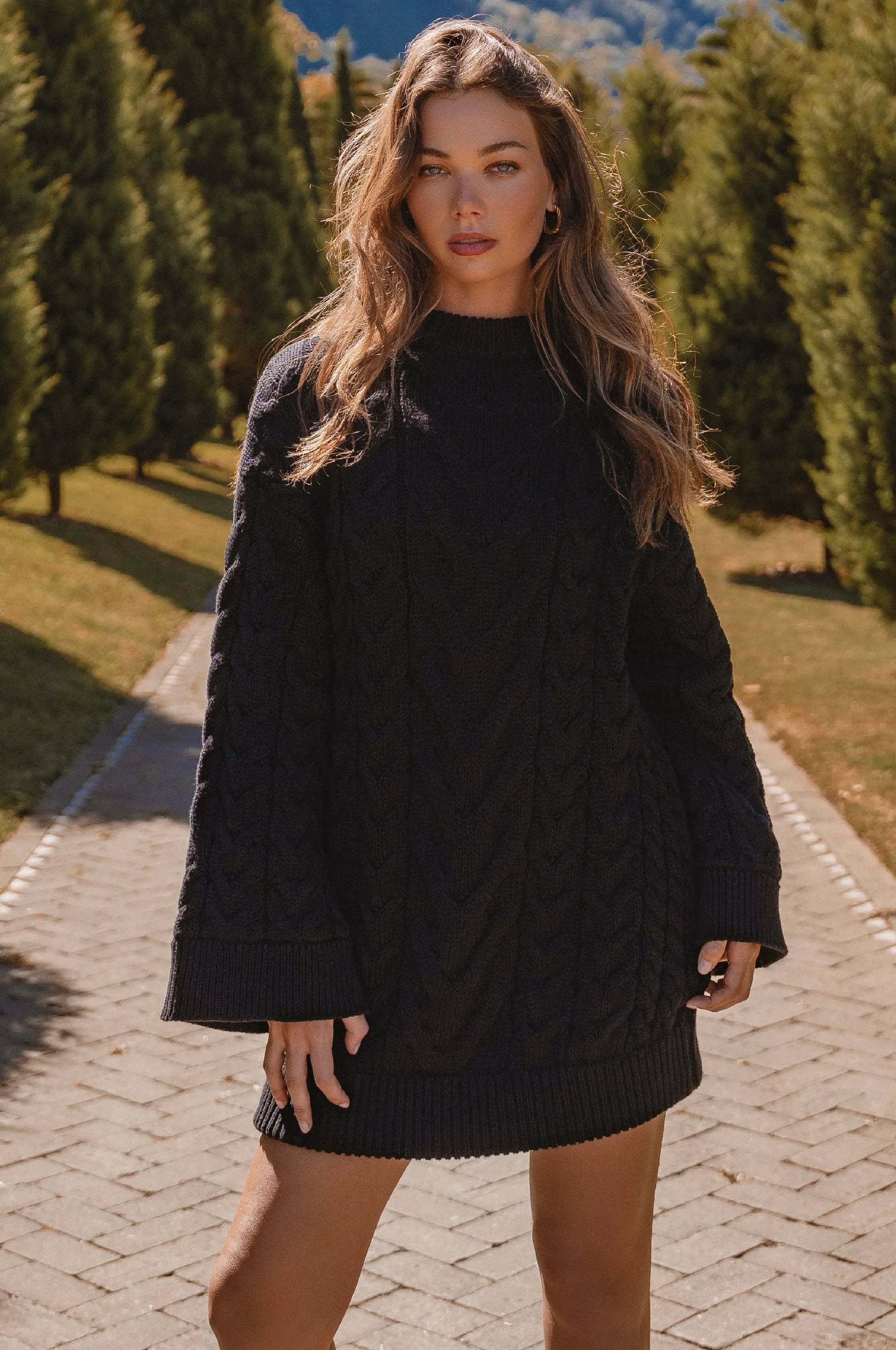 Cozy Cable-Knit Sweater Dress by ELF