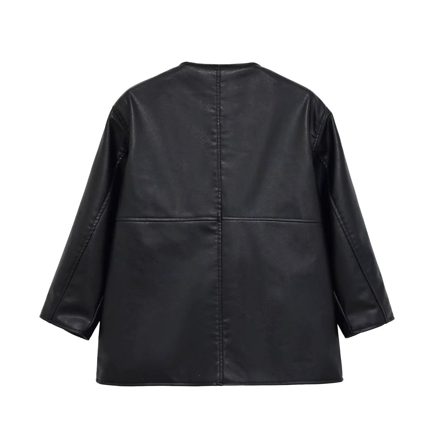 Women's Collarless Faux Leather Open-Front Jacket BYMANYC ® New York CONTEMPORARY VIBRANT MODERN FASHION - New Collection by BYMANYC ® New York