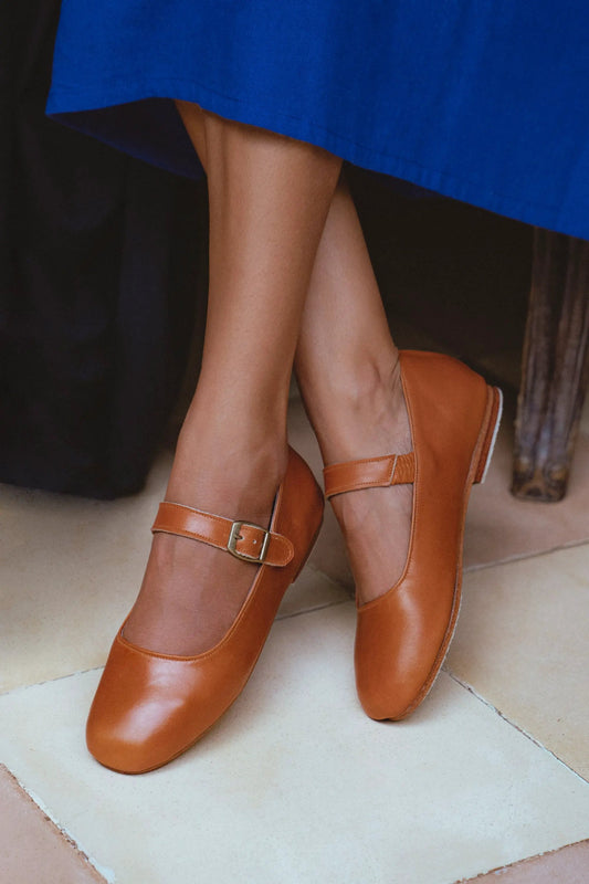 Belle Rose Mary Jane Leather Flats by ELF