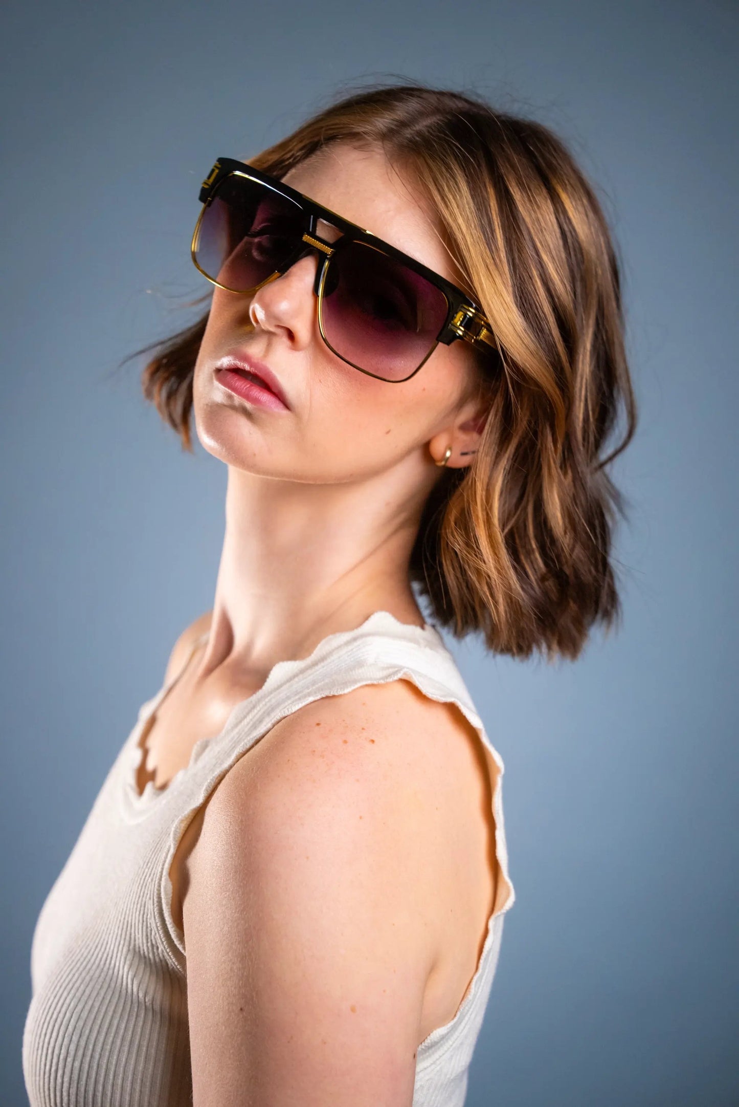 LUXURIANT™ SUNGLASSES - CAPITALS (Faded Black) by LADYBOSS GLASSES™