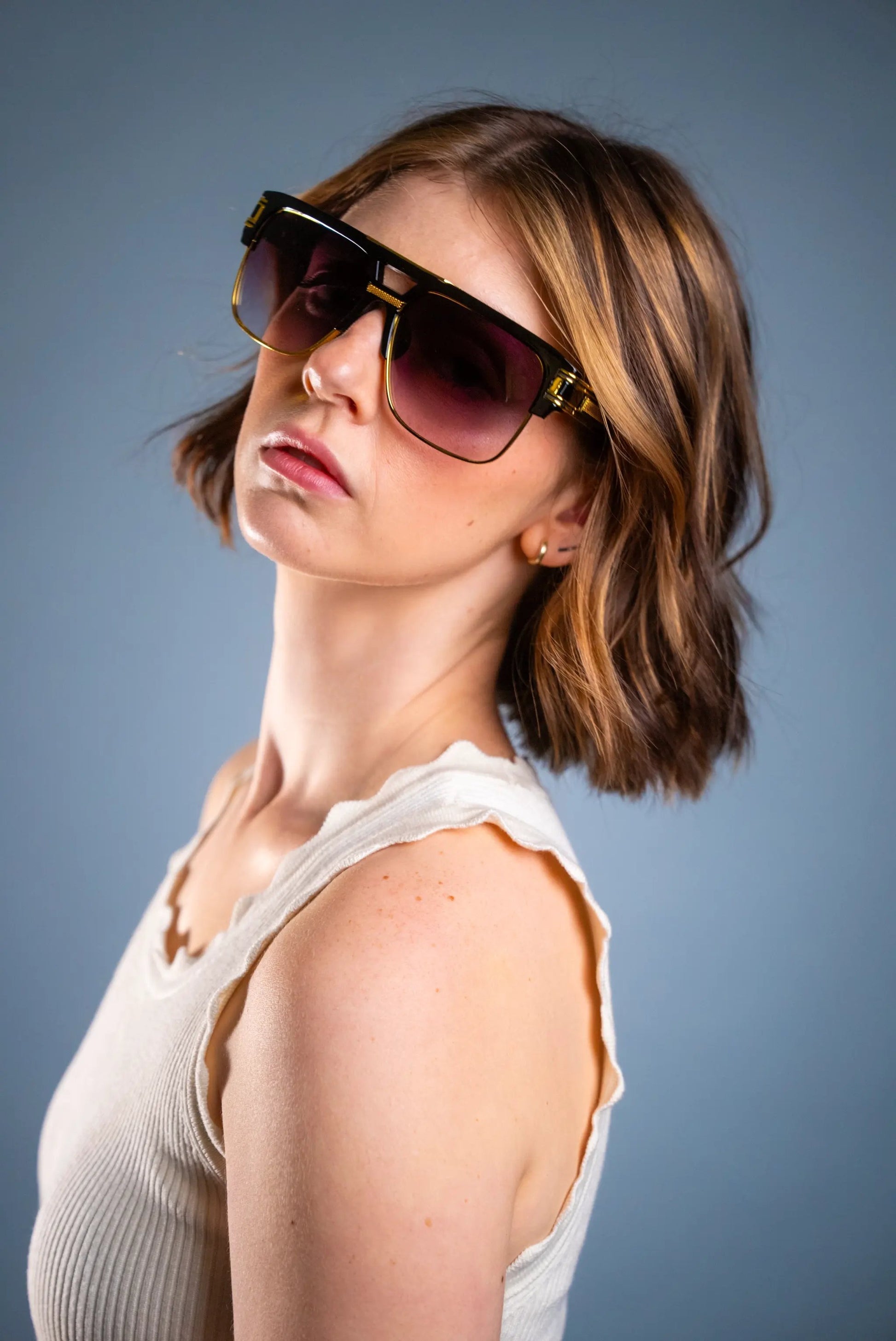 LUXURIANT™ SUNGLASSES - CAPITALS (Faded Black) by LADYBOSS GLASSES™