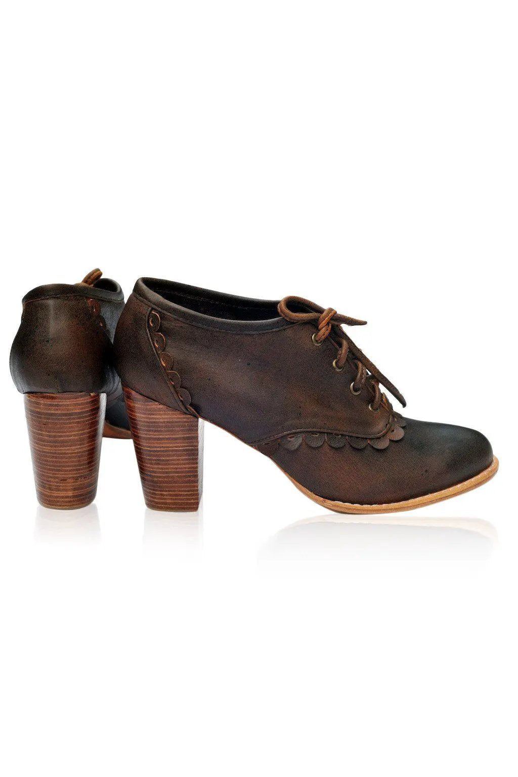 Lace Oxford Leather Heels by Local