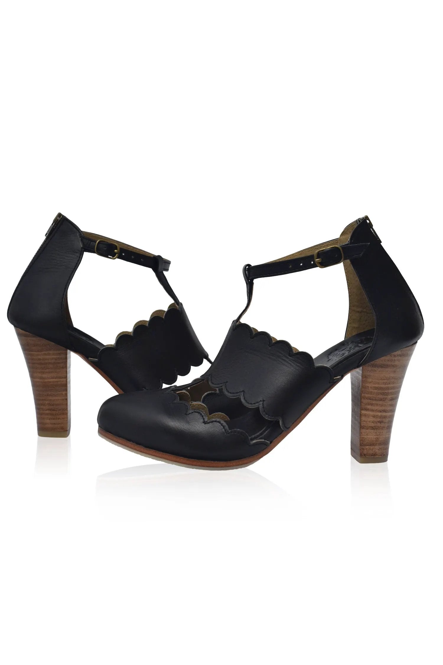 Incognito T-Strap Leather Heels by ELF