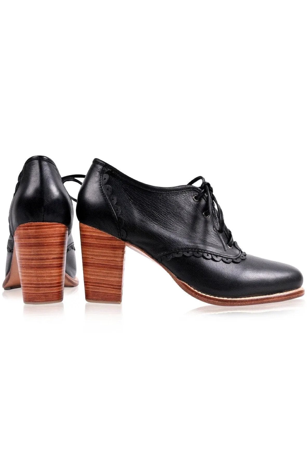 Lace Oxford Leather Heels by Local