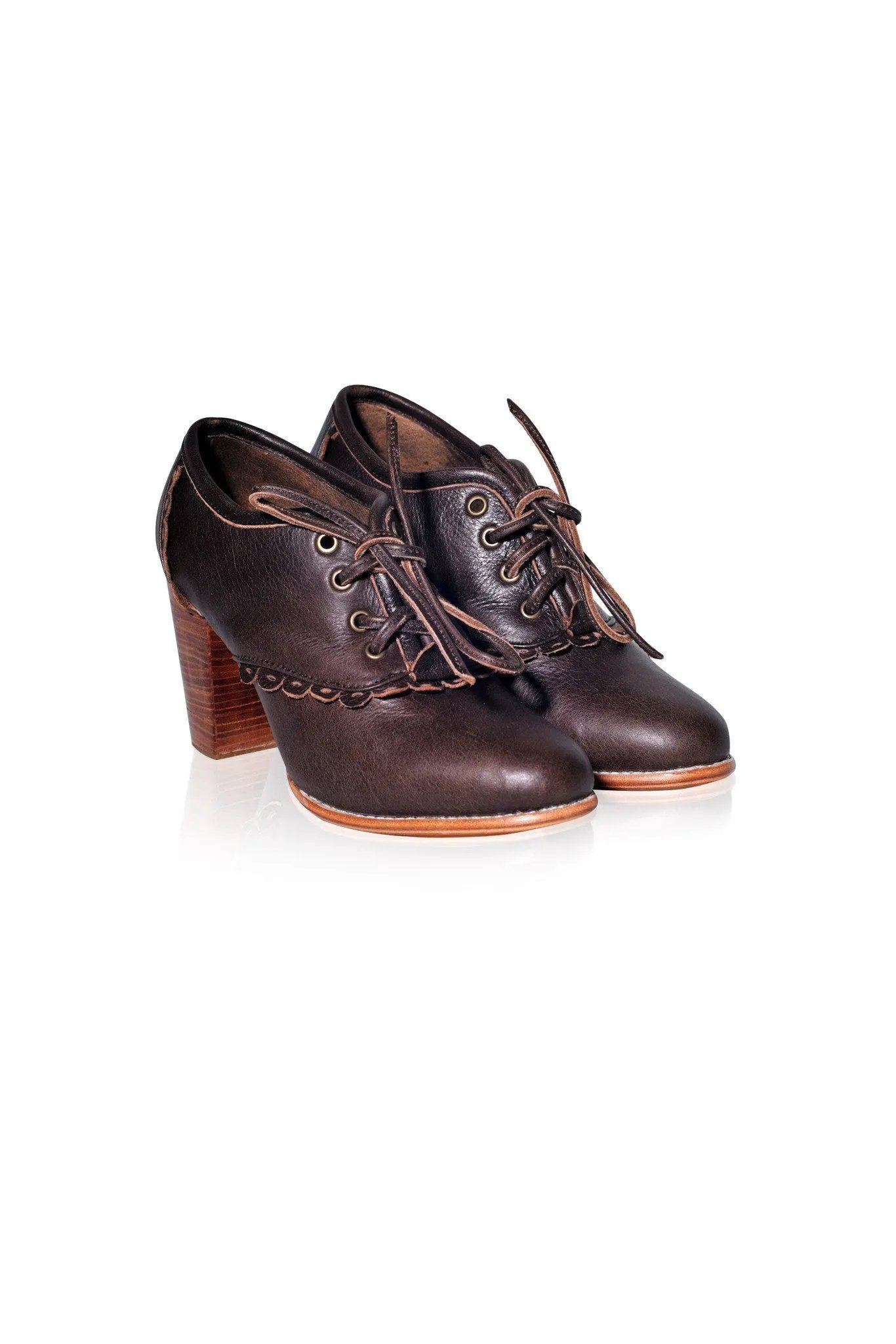 Lace Oxford Leather Heels by Local