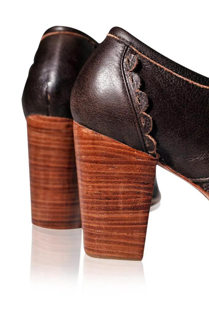 Lace Oxford Leather Heels by Local