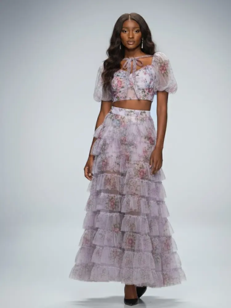 DUMBO Floral Skirt and Top Set: Prêt-à-Porter Line BYMANYC ® New York by BYMANYC ® New York