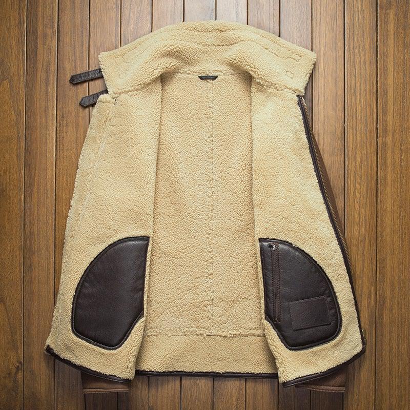 Davis Men's B3 Natural Shearling Leather Coat by Inland Leather Co.